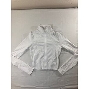 Forever 21 White Cropped Zip Up Jacket Athletic Workout Activewear Women Size XS